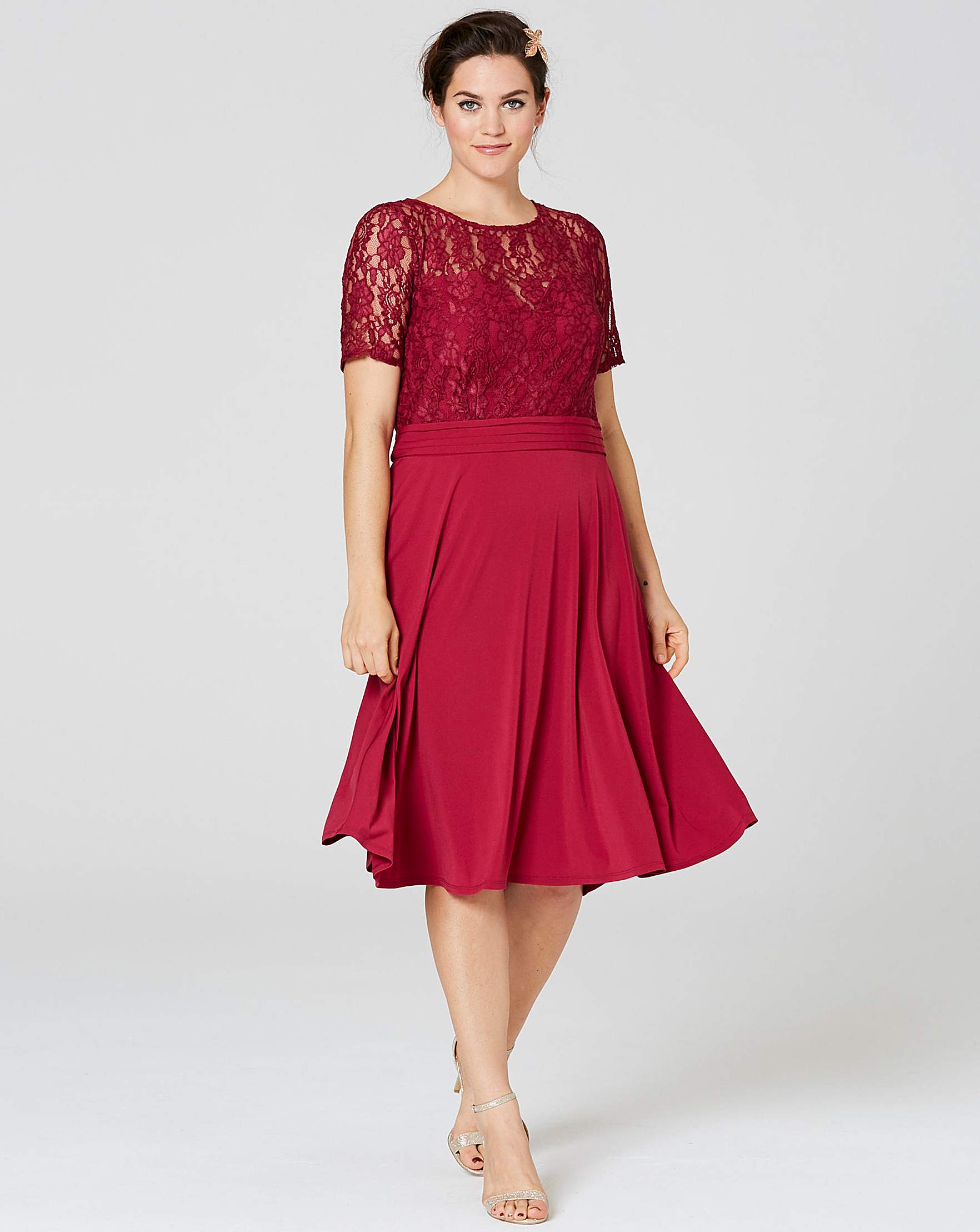 Red and black floral jacquard skater dress Red and black floral jacquard skater dress