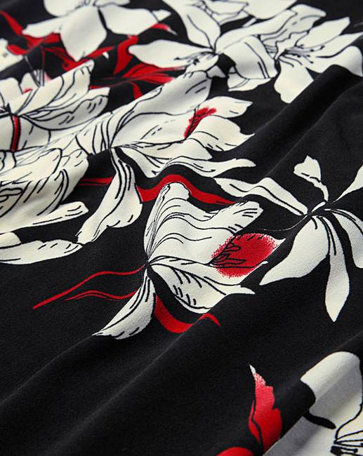 Black/Red Floral Tea Dress Simply Be