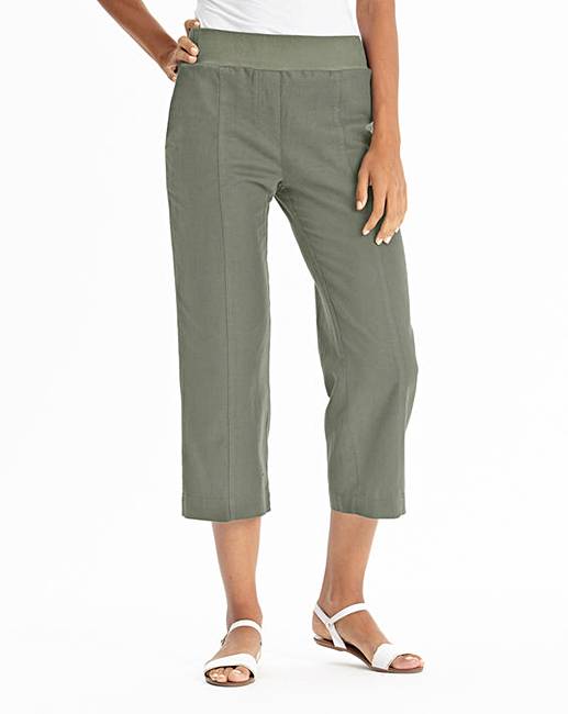 Crop Slouch LinenMix Trousers Simply Be