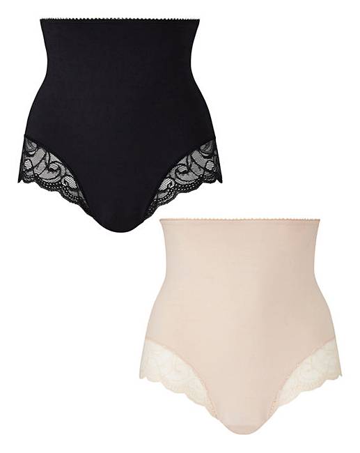2 Pack Firm Control Lace Briefs J D Williams