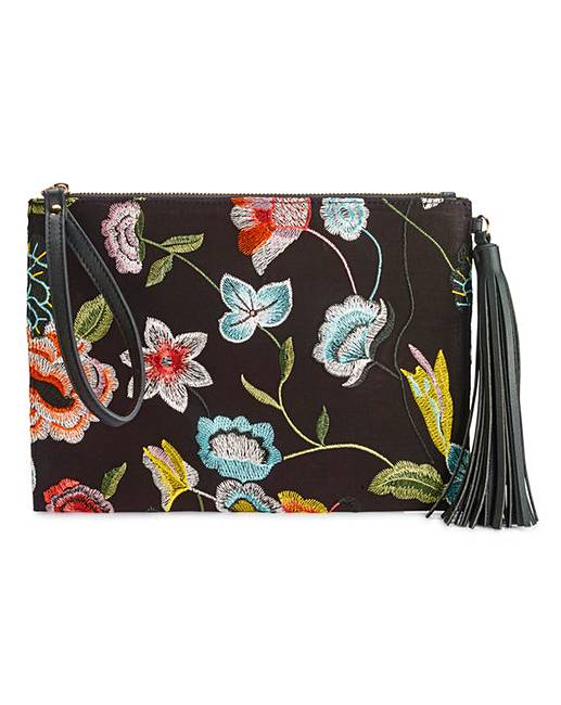 Floral Embroidered Clutch Bag | Fifty Plus
