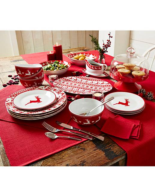 12Piece Stag Christmas Dinner Set Fashion World
