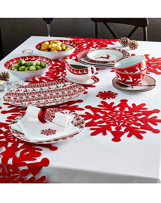 12Piece Stag Christmas Dinner Set J D Williams