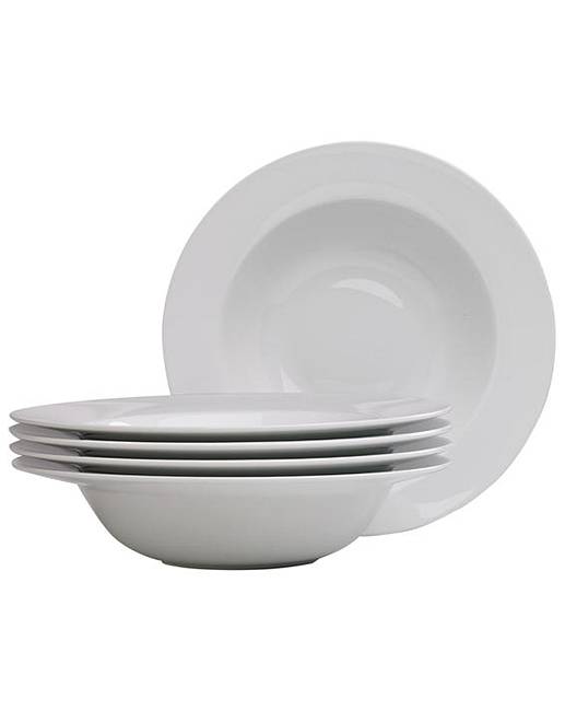 HOME Set of 4 Large Pasta Bowls White. J D Williams