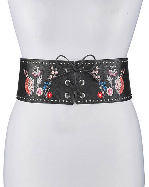 Floral Embroidered Corset Waist Belt Simply Be