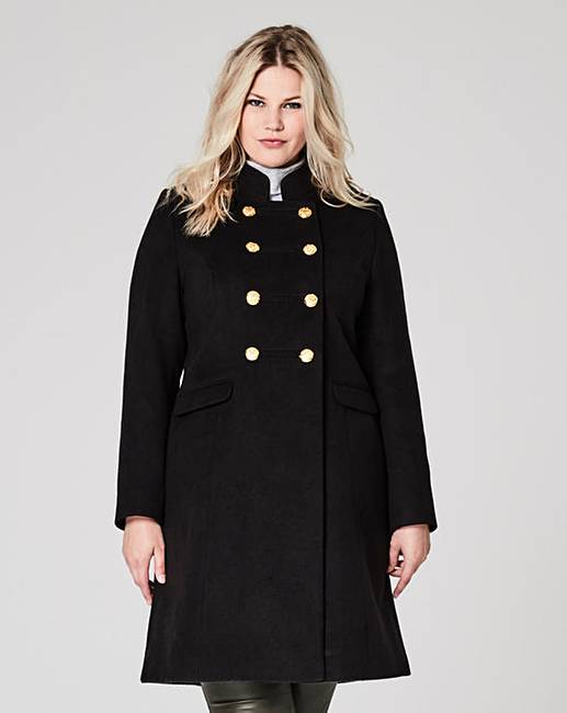 Double Breasted Military Coat Simply Be