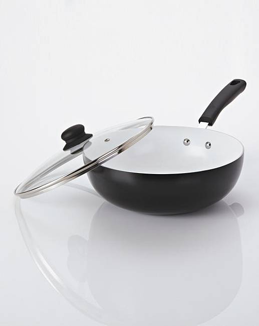 Ceramic Wok with Lid Crazy Clearance