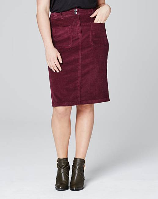 Cord Knee Length Pencil Skirt Simply Be