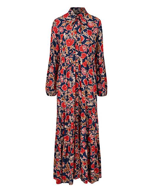 Navyt/Multi Printed Maxi Dress J D Williams