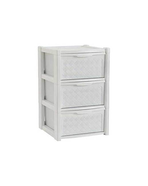 3 Drawer Rattan Effect Tower StorageUnit Fifty Plus