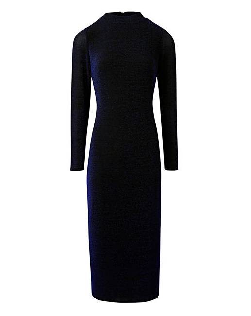 Blue Glitter Jersey Midi Dress Simply Be