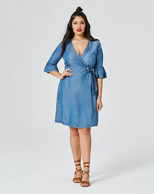 Soft Lyocell Denim Wrap Front Dress Simply Be 8549