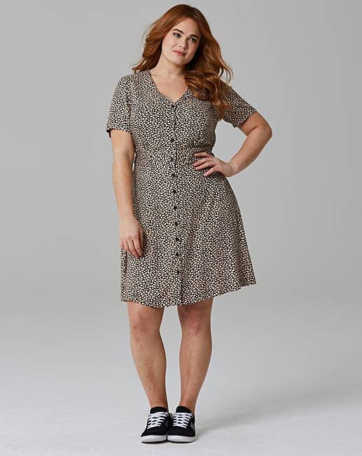 Black Print Tea Dress Simply Be