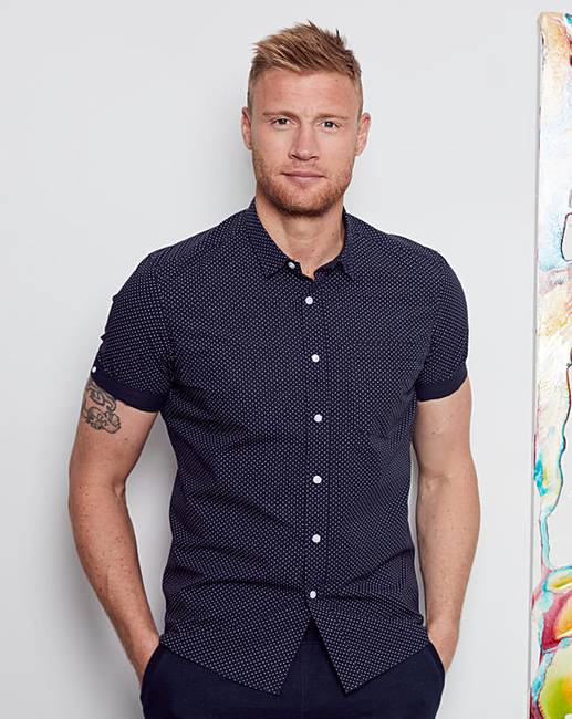 Flintoff By Jacamo Ss Polka Dot Shirt L Jacamo 4308