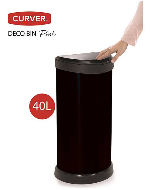 Curver 40L Deco Touch Top Bin Black J D Williams
