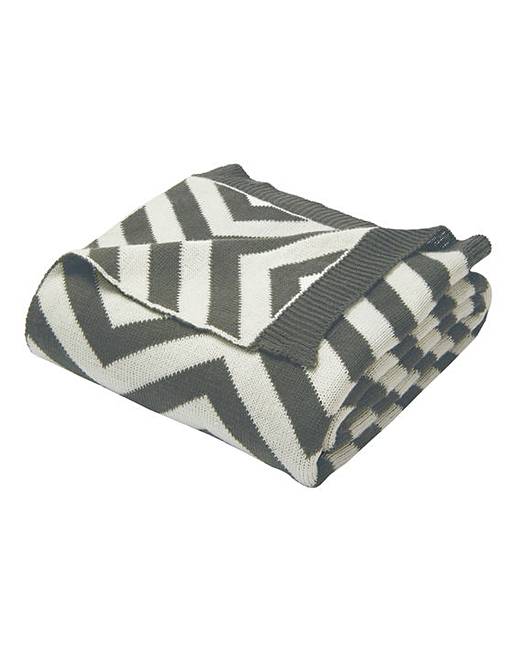 Knitted Chevron Throw Grey Home Beauty & Gift Shop