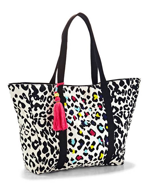 leopard print beach tote