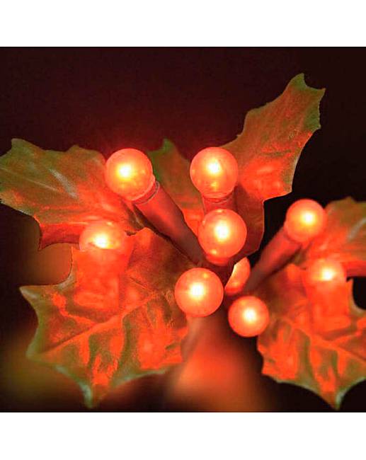 Holly & Red Berry String Lights Marisota