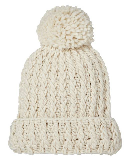 cream bobble hat womens