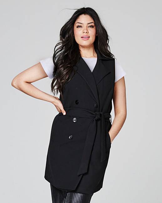 Sleeveless Belted Jacket Simply Be