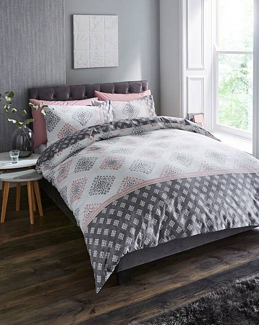 Indra Pink Reversible Duvet Cover Set J D Williams