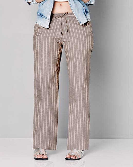 Stripe Linen Mix Trousers Extra Short | Crazy Clearance