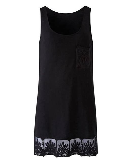 Black Lace Trim Vest Top Simply Be