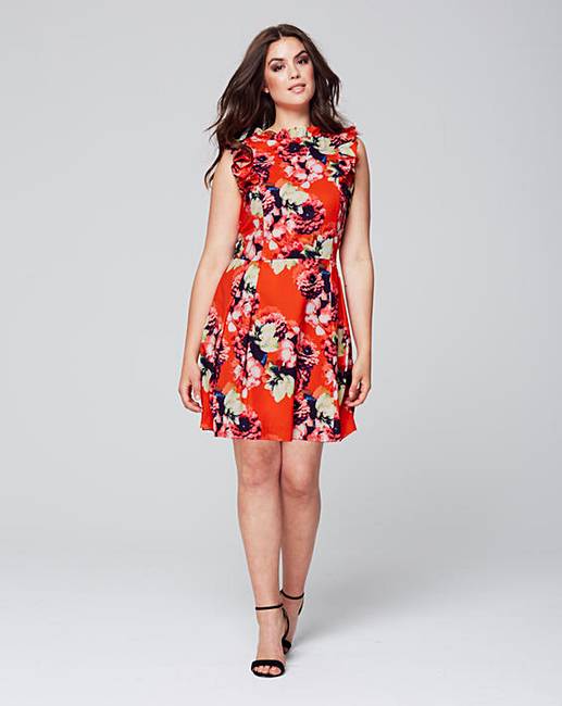 Wolf & Whistle Orange Frill Dress Simply Be