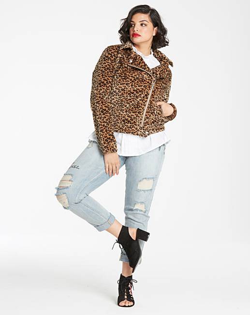 Leopard Print Textured Biker | Simply Be