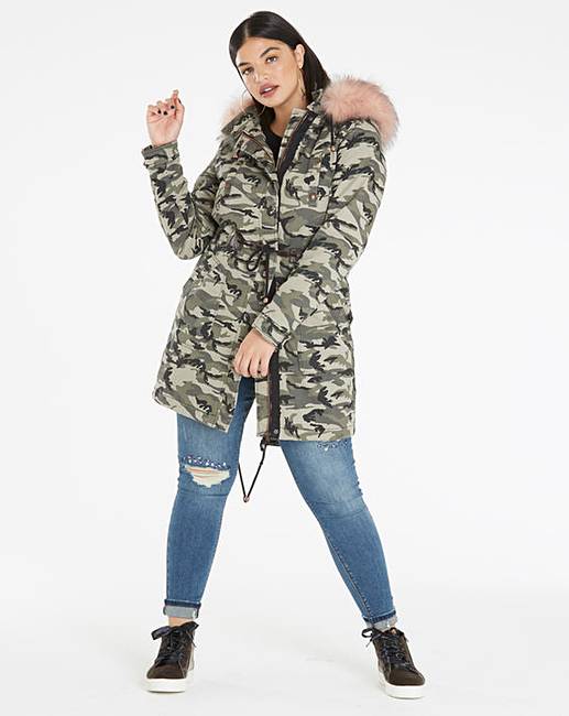 Camoflauge Cotton Parka | Simply Be