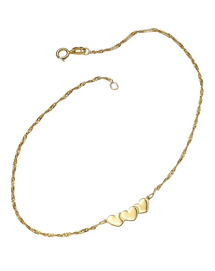 9 Carat Gold Heart Anklet 9 Carat Gold Heart Anklet