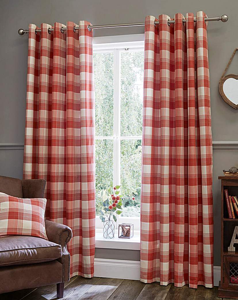 Kindle Plaid Check Eyelet Lined Curtains Kindle Plaid Check Eyelet Lined Curtains