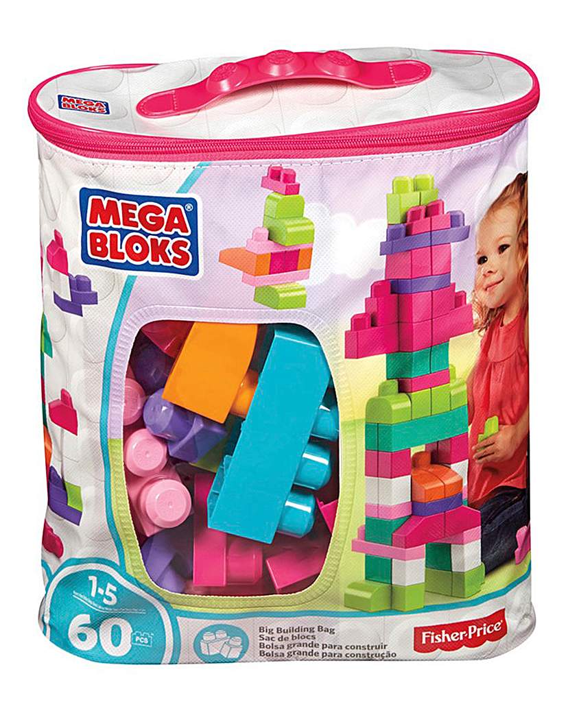 Mega Bloks Big Building Bag 60pc Pink