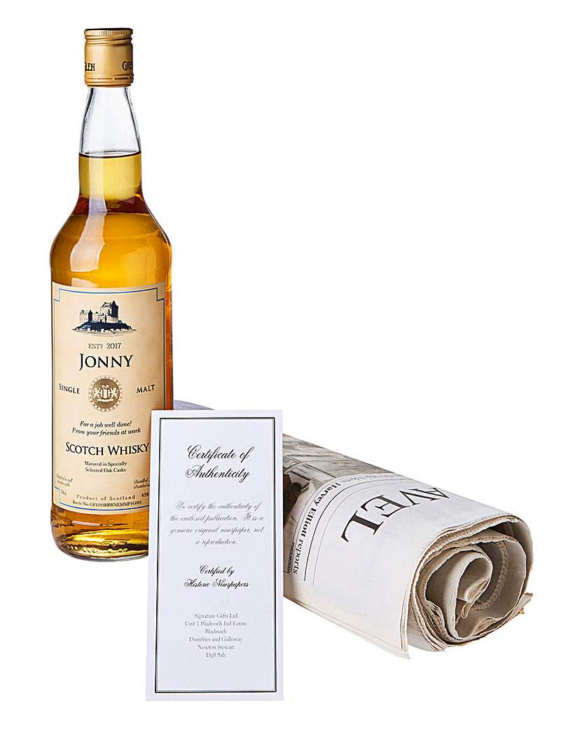 Personalised Malt Whisky & Newspaper Personalised Malt Whisky & Newspaper