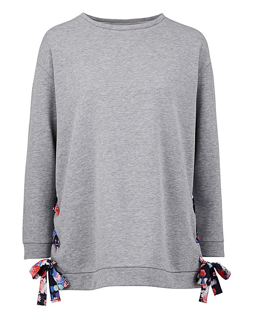 Grey Marl Woven Tie Side Sweat Grey Marl Woven Tie Side Sweat