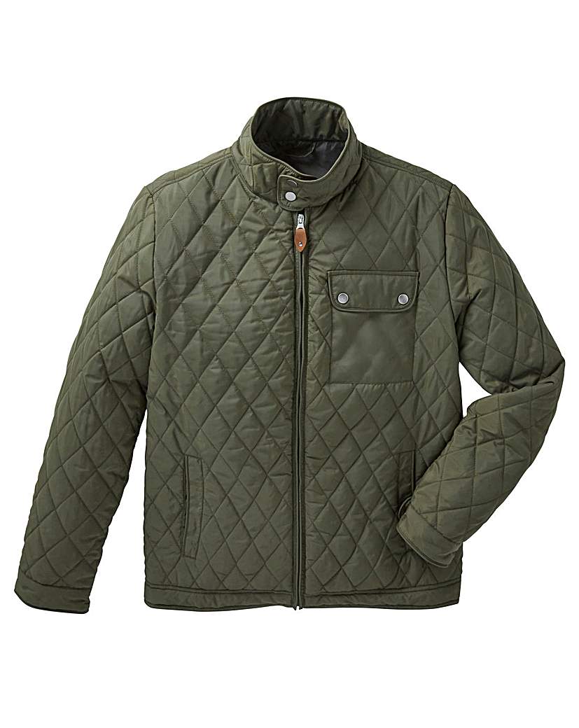Jacamo Khaki Beattie Quilted Jacket Reg Jacamo Khaki Beattie Quilted Jacket Reg