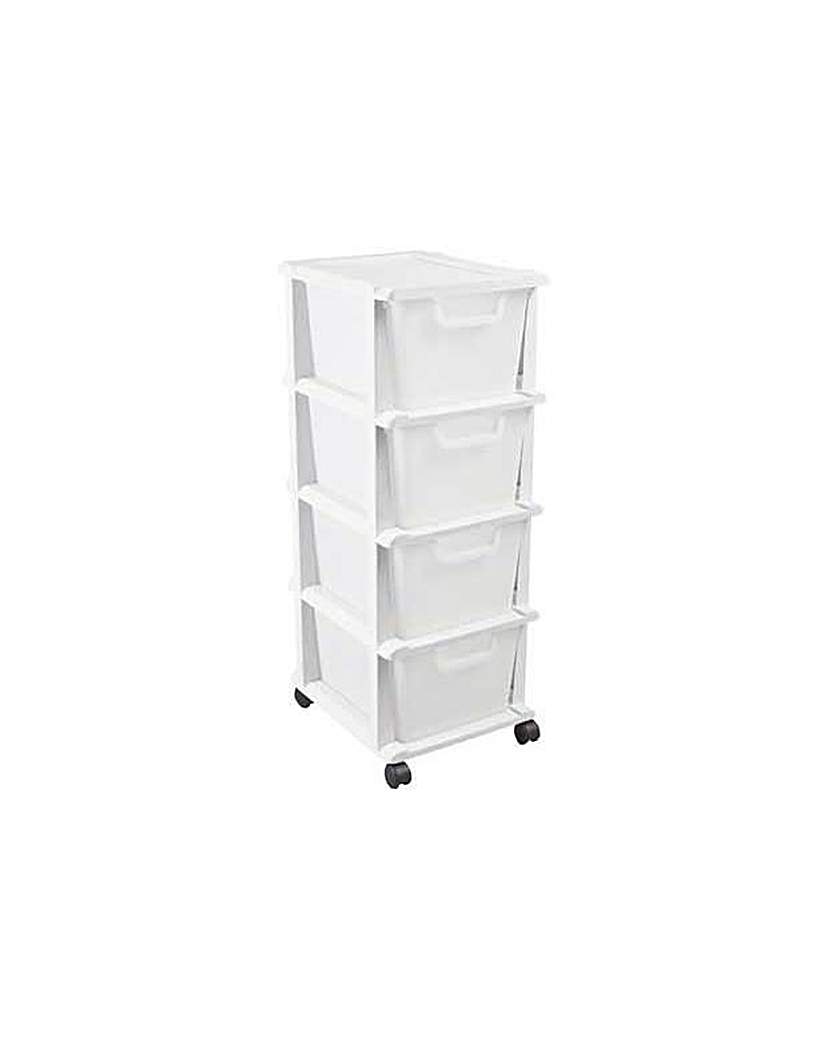 4 Drawer Plastic Storage Unit - White 4 Drawer Plastic Storage Unit - White