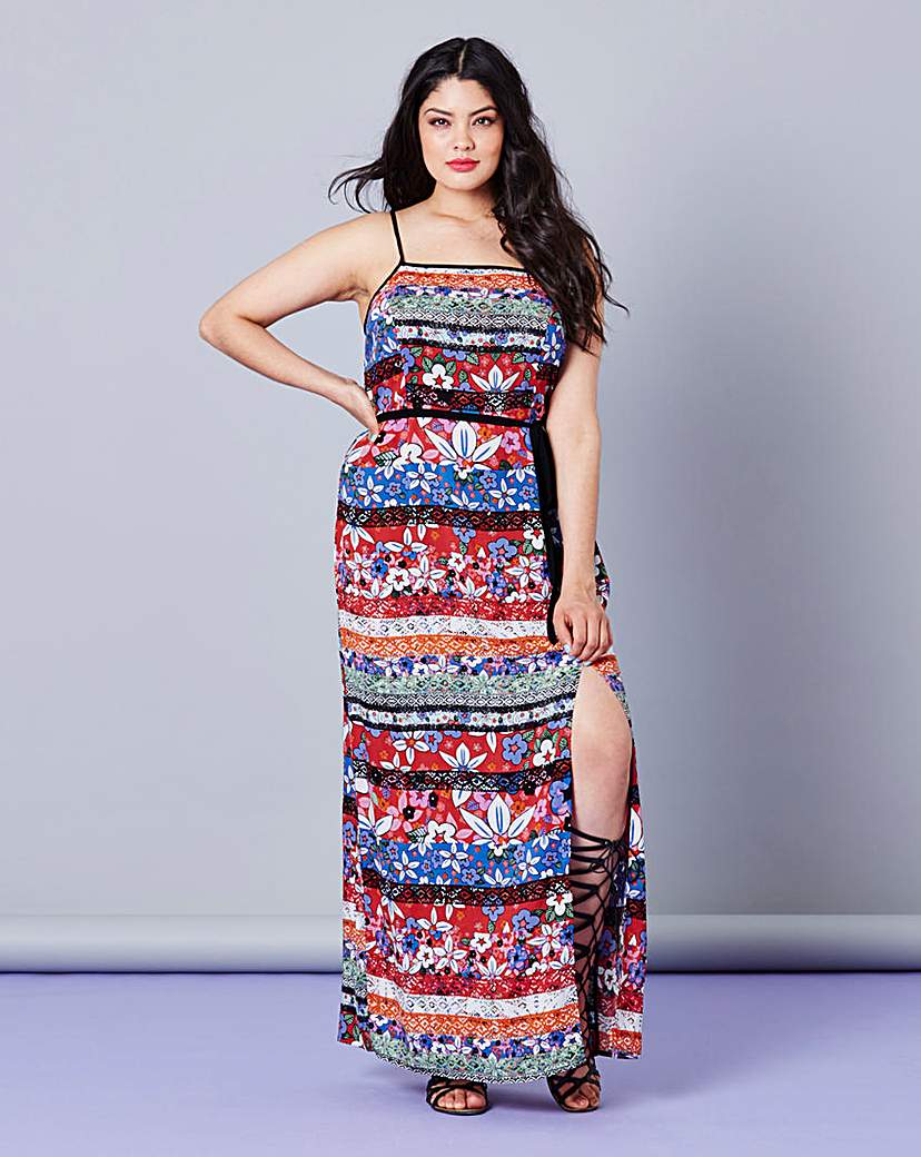 Simply Be Floral Print Split Maxi Dress Simply Be Floral Print Split Maxi Dress