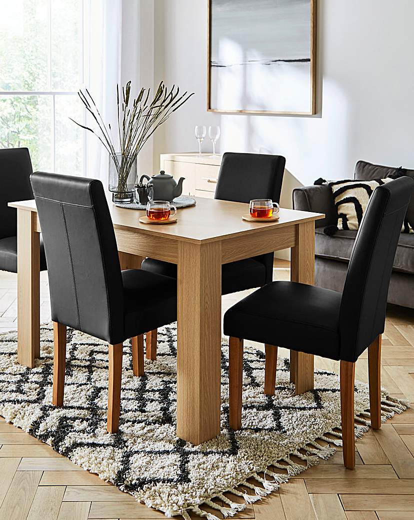 Dakota Table with 4 Ava Leather Chairs