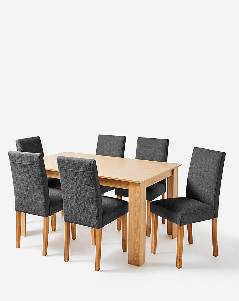 Dakota Table with 6 Ava Fabric Chairs