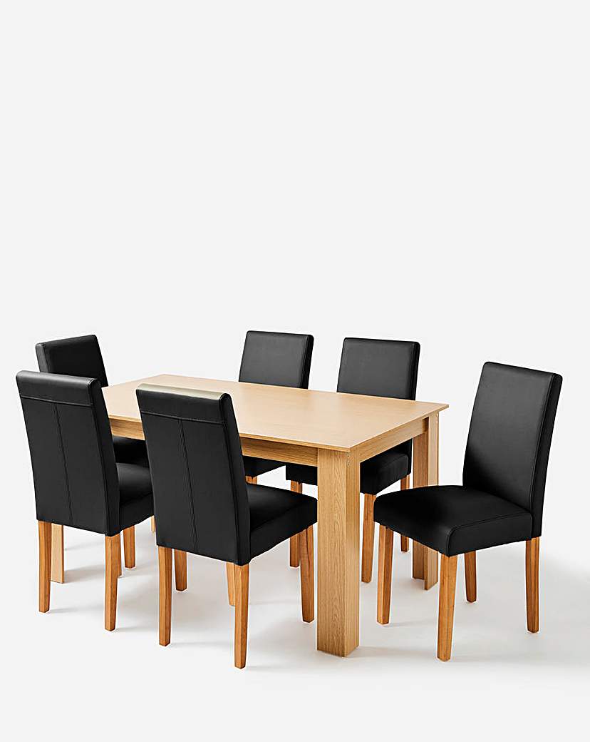 Dakota Table with 6 Ava Leather Chairs