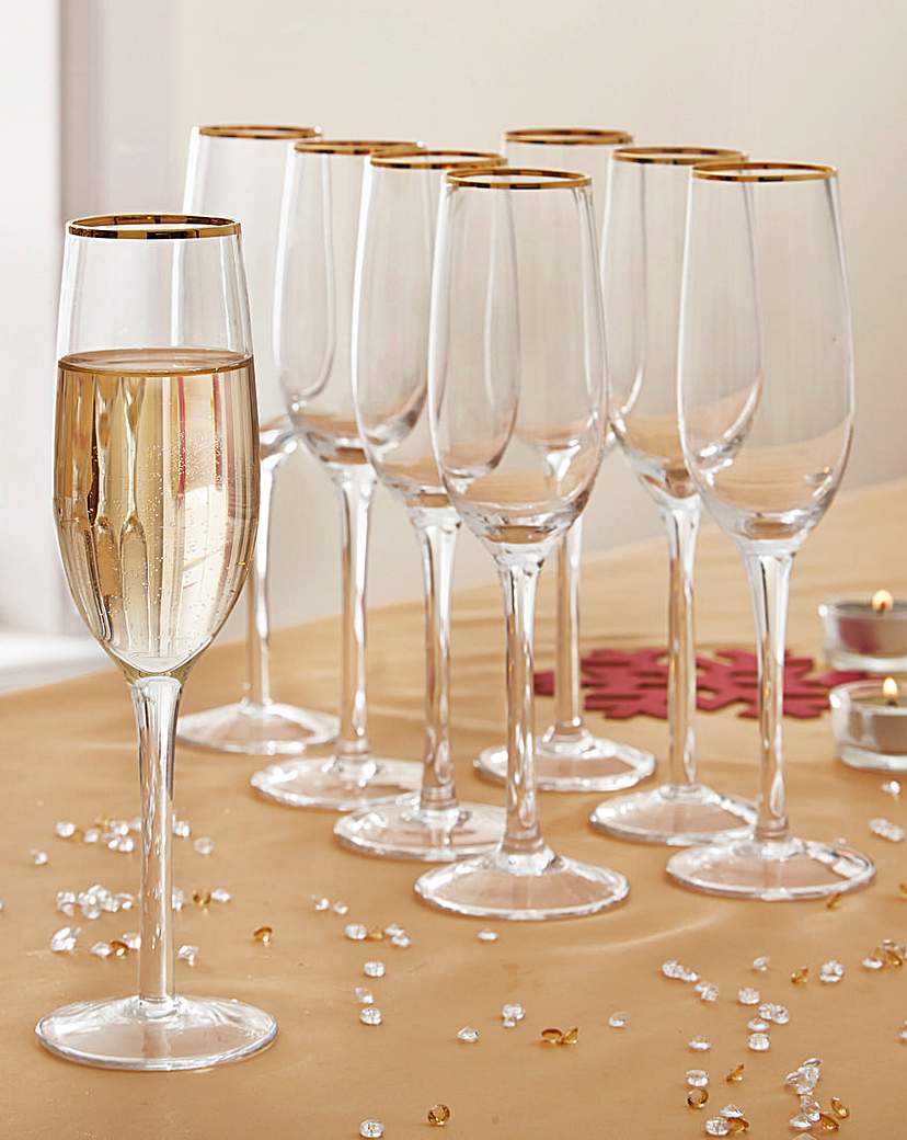 8 Gold Rim Flutes 8 Gold Rim Flutes