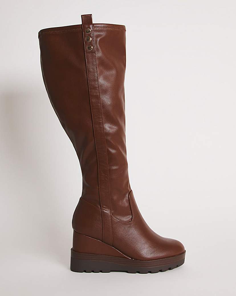 Stretch Wedge Knee Boots Wide SC