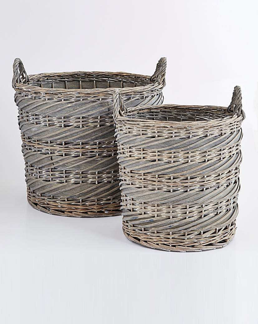 Split Willow Set Of 2 Round Laundry Bkt Split Willow Set Of 2 Round Laundry Bkt