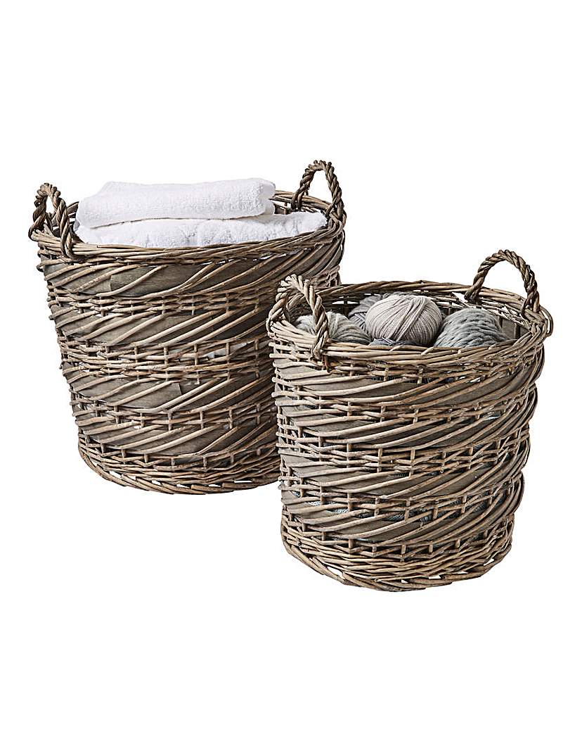 Split Willow Set Of 2 Round Laundry Bkt Split Willow Set Of 2 Round Laundry Bkt