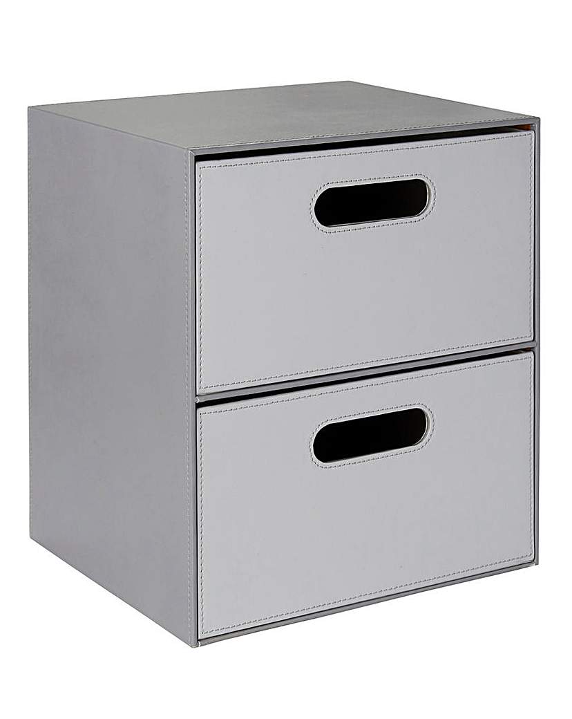 Faux Leather Two-Tone 2 Drawer Unit Faux Leather Two-Tone 2 Drawer Unit
