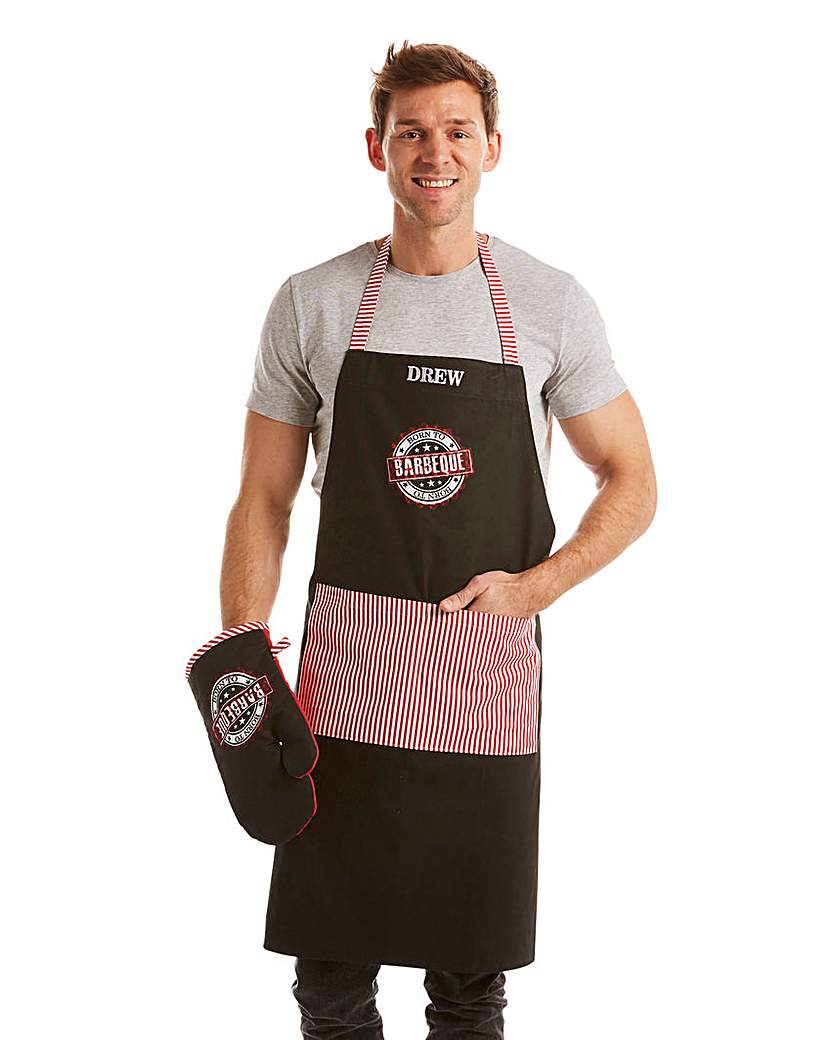 Personalised Born to Barbeque Apron and Personalised Born to Barbeque Apron and