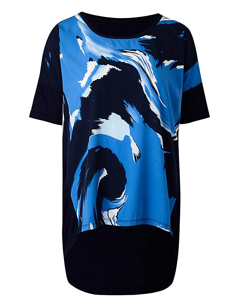 Blue Print Dip Back Woven Front Top Blue Print Dip Back Woven Front Top