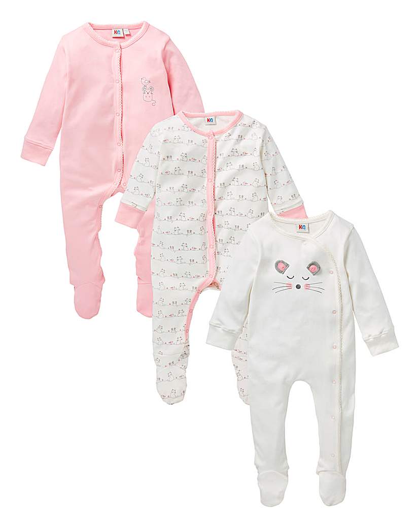KD Baby Pack of Three Sleepsuits KD Baby Pack of Three Sleepsuits