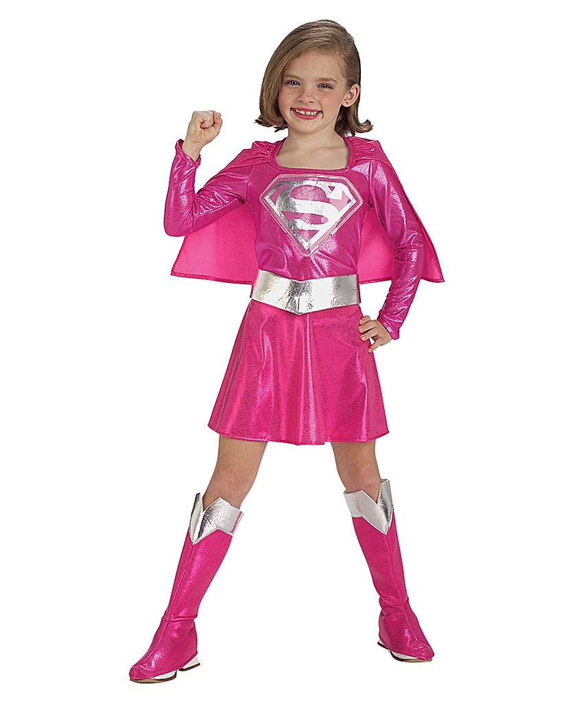 Girls Pink Supergirl Costume Girls Pink Supergirl Costume